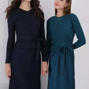 AS 2024 woman clothes thicken ribbing closed-fit wrap tops + Satin Adjustable straps dress (ship out in 1 day)