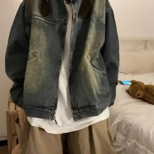 Spring Summer Vintage Washed American High Street Denim Jacket Women's Premium Feel Short Size Early Spring Jacket Ladies Jeans