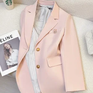 Pink women's casual suit jacket Classic Fashion Design Women's Coat office Style, Gentle and Versatile Ladies' Clothing Suit